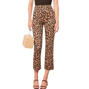 Reformation Marlon Pants in Leopard Print Black Size 2